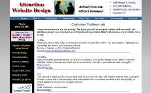 Testimonial page on website